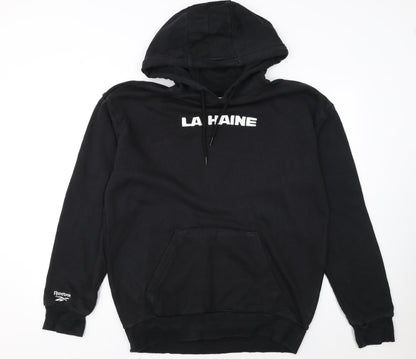Reebok Mens Black M Pullover Hoodie LA HAINE Graphic Sports Style