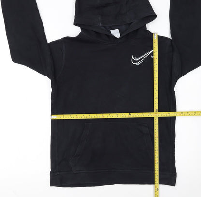 Nike Boys Black XL Pullover Hoodie with Logo Graphic Print