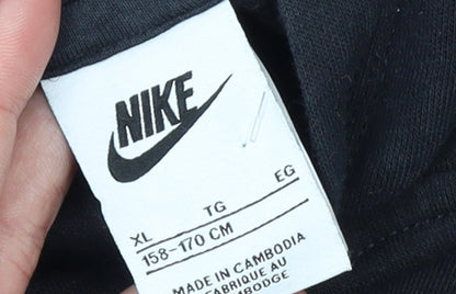 Nike Boys Black XL Pullover Hoodie with Logo Graphic Print