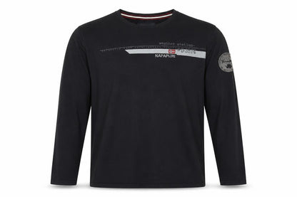 Napapijri Men's Black 3XL Long Sleeve Crew Neck Graphic T-Shirt