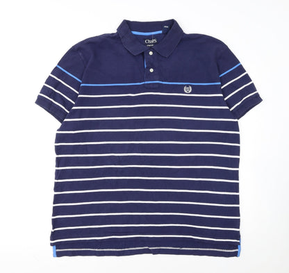 Chaps Men's Blue Striped Stretch Polo Shirt XL