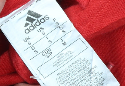 Adidas Men Red Pullover Hoodie Small Regular Fit Sports Fleece