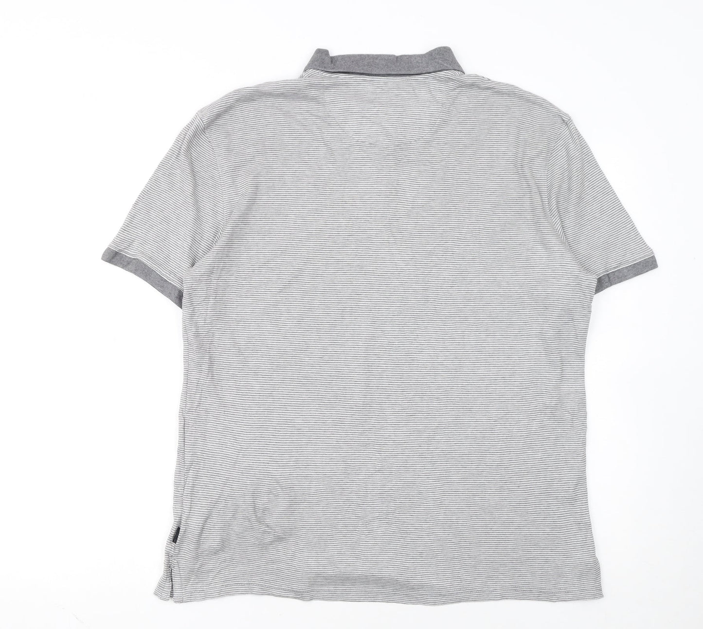 Calvin Klein Men’s Grey Striped Liquid Touch Polo Shirt Size M