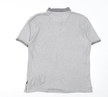 Calvin Klein Men’s Grey Striped Liquid Touch Polo Shirt Size M