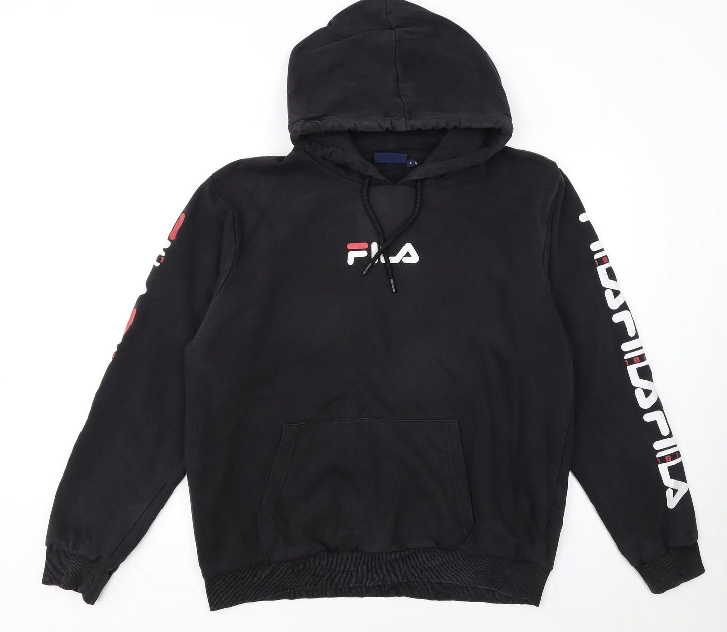 Fila Men's Black Pullover Hoodie L Sports Graphic Logo Sweatshirt