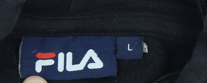 Fila Men's Black Pullover Hoodie L Sports Graphic Logo Sweatshirt