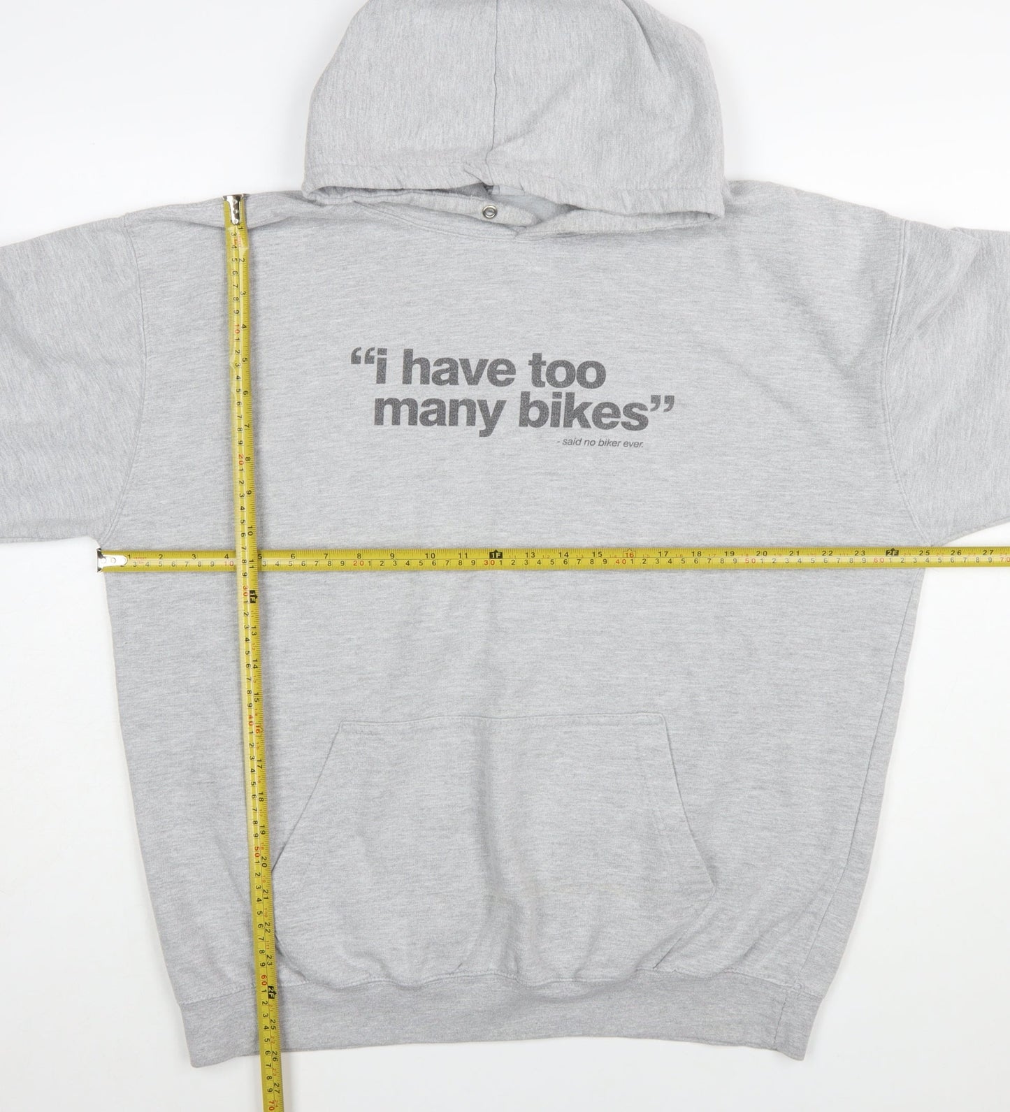 AWDis Mens Grey XL Pullover Hoodie Funny Biker Graphic
