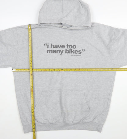AWDis Mens Grey XL Pullover Hoodie Funny Biker Graphic
