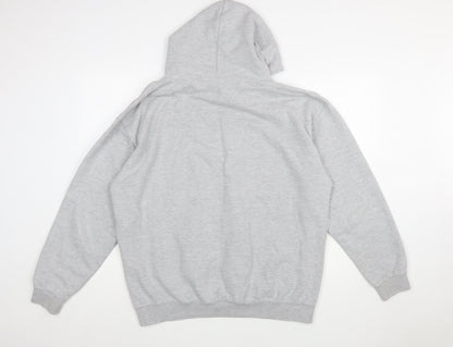 AWDis Mens Grey XL Pullover Hoodie Funny Biker Graphic