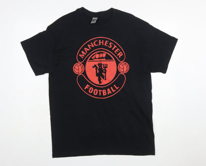 Gildan Men's Black Manchester Football Heavy Cotton T-Shirt Size L