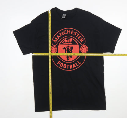 Gildan Men's Black Manchester Football Heavy Cotton T-Shirt Size L