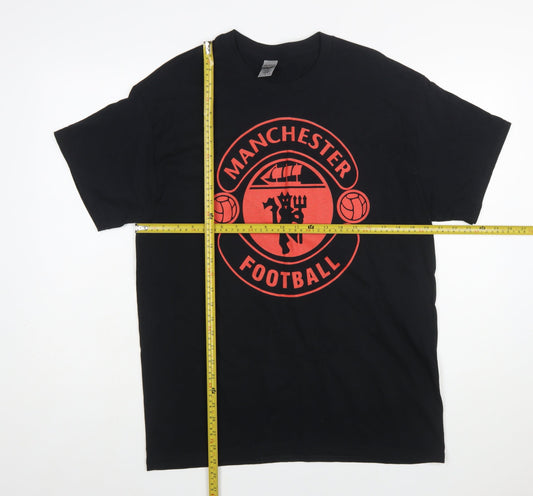 Gildan Men's Black Manchester Football Heavy Cotton T-Shirt Size L