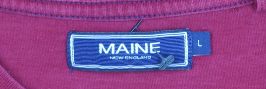 Maine New England Men's Red Graphic Print Cotton T-Shirt L