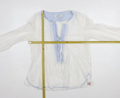 Greenhouse Female Women’s White Cotton Tunic Style Long Sleeve Blouse Size 12