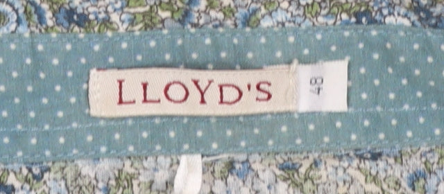 LLOYD'S Women's Blue Floral Cotton 3/4 Sleeve Button-Up Shirt Size 20