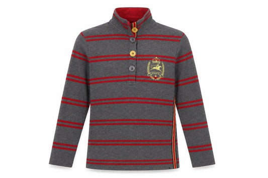 Tottie Womens Grey Striped Polo Shirt XS Cotton Long Sleeve
