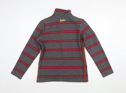 Tottie Womens Grey Striped Polo Shirt XS Cotton Long Sleeve
