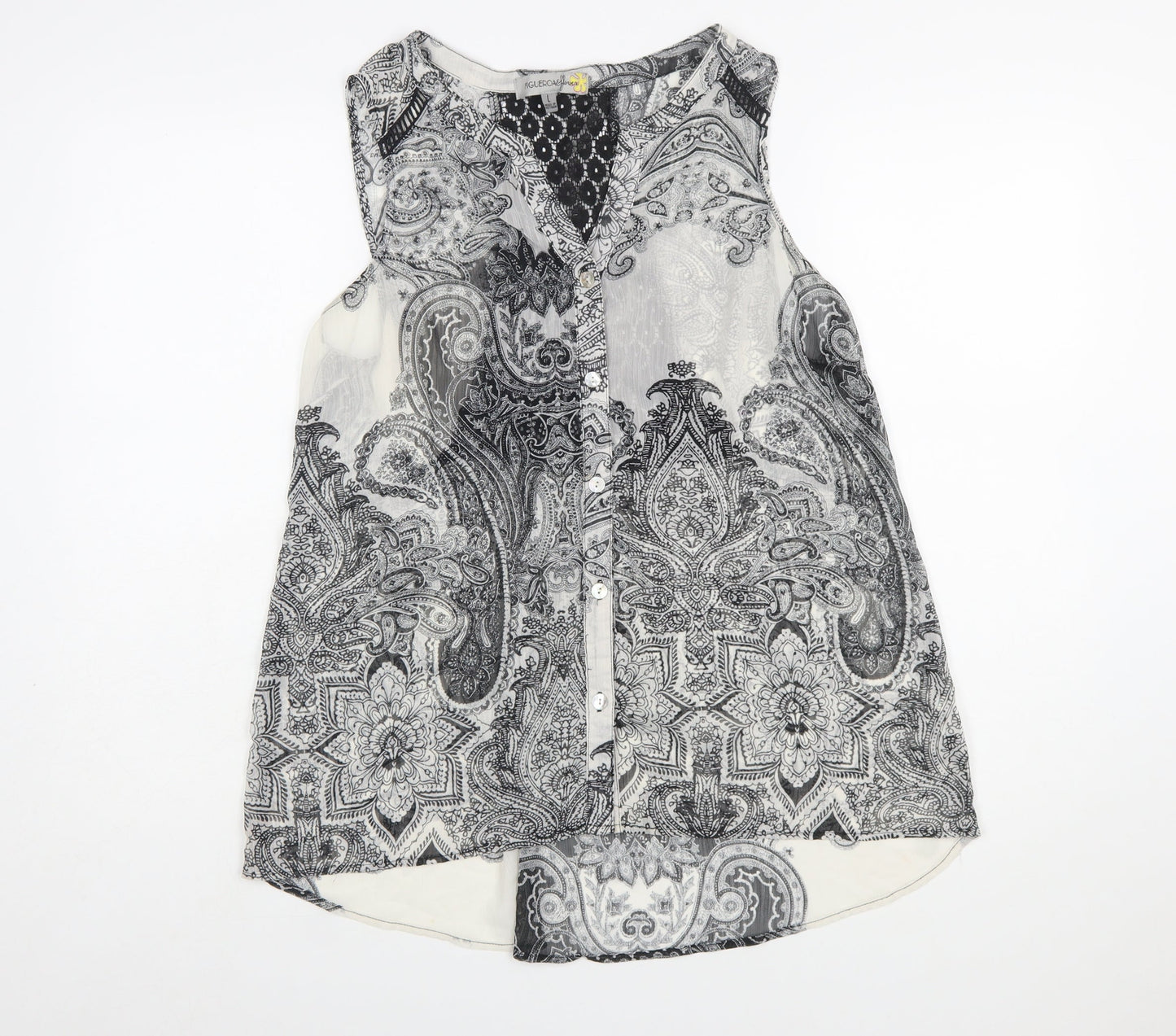Figueroa & Flower Women’s Black Paisley Sleeveless Tunic Blouse Size L