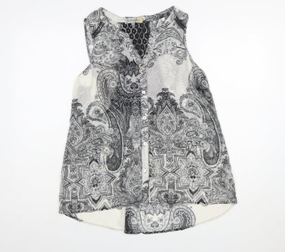 Figueroa & Flower Women’s Black Paisley Sleeveless Tunic Blouse Size L