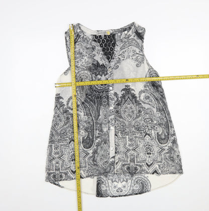 Figueroa & Flower Women’s Black Paisley Sleeveless Tunic Blouse Size L