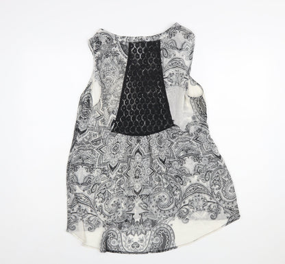 Figueroa & Flower Women’s Black Paisley Sleeveless Tunic Blouse Size L