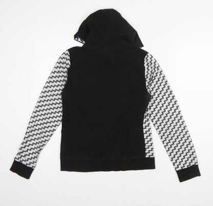 Angelle Milan Womens Black Grey Zigzag Full Zip Hoodie Size S