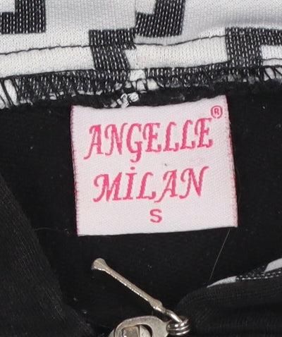 Angelle Milan Womens Black Grey Zigzag Full Zip Hoodie Size S