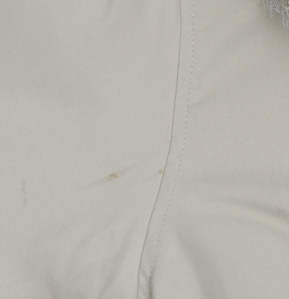 Dorothy Perkins Women’s Beige Fur Trim Belted Zip Coat Size 10