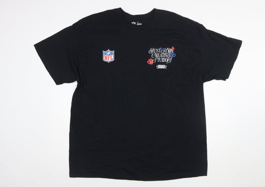 Hype Men’s Black NFL Graphic T-Shirt 2XL Regular Fit Crew Neck