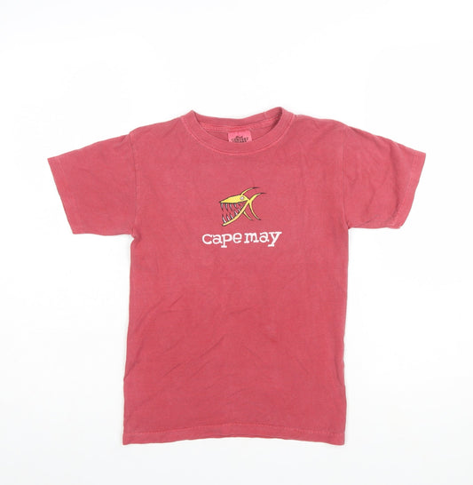 Comfort Colors Women Red Graphic Beach T-Shirt Size S