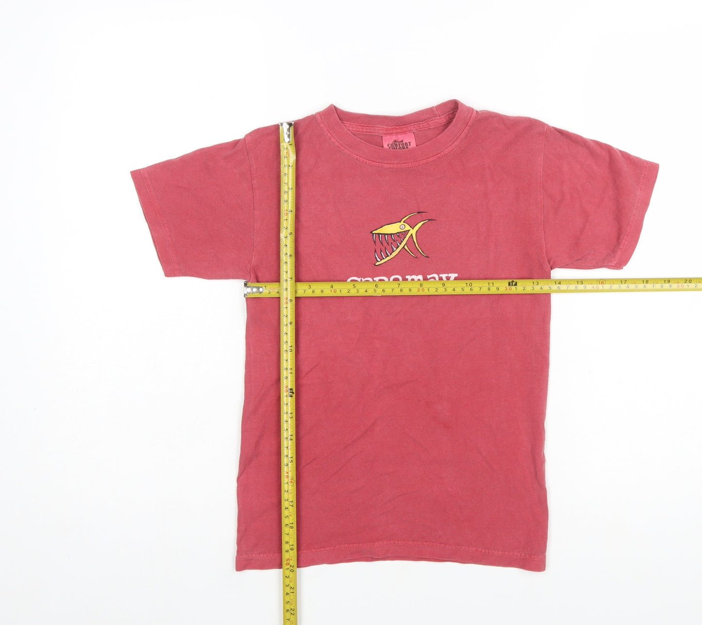 Comfort Colors Women Red Graphic Beach T-Shirt Size S