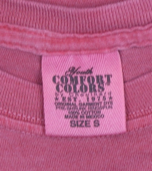 Comfort Colors Women Red Graphic Beach T-Shirt Size S