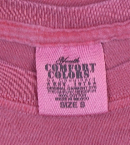 Comfort Colors Women Red Graphic Beach T-Shirt Size S