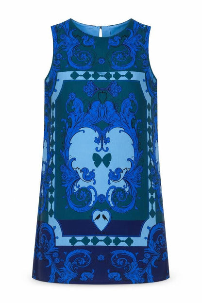 Yumi Women’s Blue Shift Dress Size 12 Sleeveless Geometric Print
