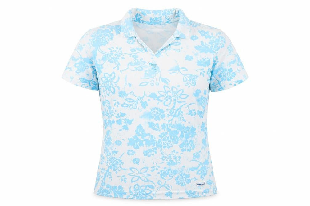 Chervò Womens Blue Floral Collared Polo Shirt Size 12