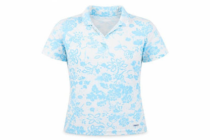 Chervò Womens Blue Floral Collared Polo Shirt Size 12