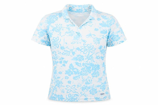 Chervò Womens Blue Floral Collared Polo Shirt Size 12