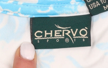 Chervò Womens Blue Floral Collared Polo Shirt Size 12