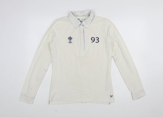 Crew Clothing Co. Women’s Ivory Long Sleeve Polo Shirt Size 10