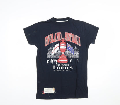 Lord's England vs Australia XXS Navy Cricket T-Shirt Men's Cotton