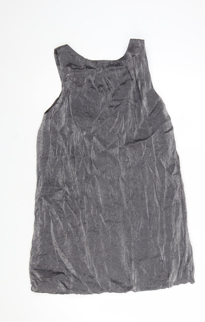 Internationale Women’s Grey Beaded Sleeveless Short Shift Dress Size 10