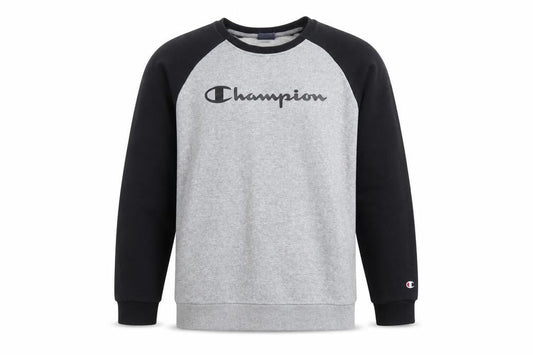 Front view of Champion boys’ grey & black pullover sweatshirt 2xl 15-16 years logo print