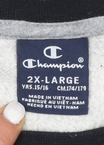 Champion Boys Grey & Black Pullover Sweatshirt 2XL 15-16 Years Logo Print