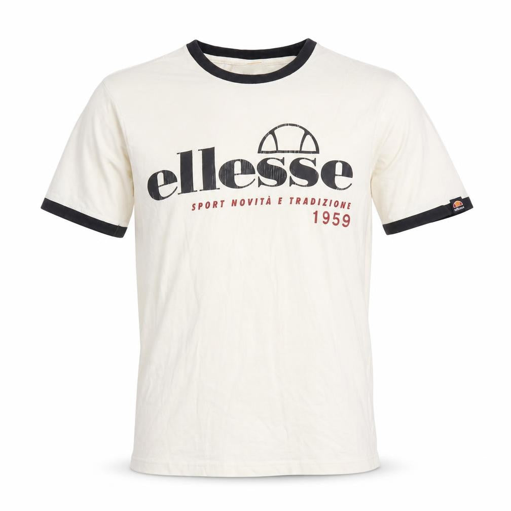Ellesse Men's Beige Retro Graphic Print Short Sleeve T-Shirt Size S