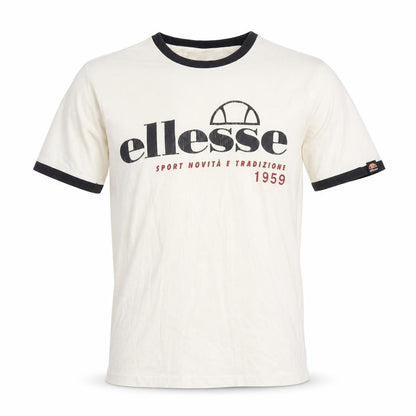 Ellesse Men's Beige Retro Graphic Print Short Sleeve T-Shirt Size S