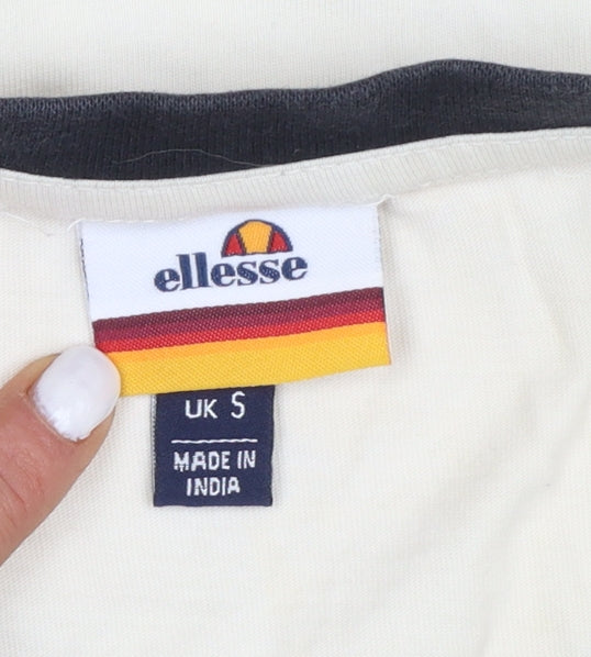 Ellesse Men's Beige Retro Graphic Print Short Sleeve T-Shirt Size S