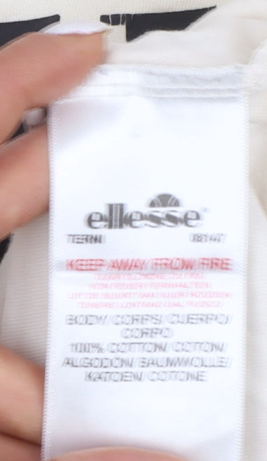 Ellesse Men's Beige Retro Graphic Print Short Sleeve T-Shirt Size S