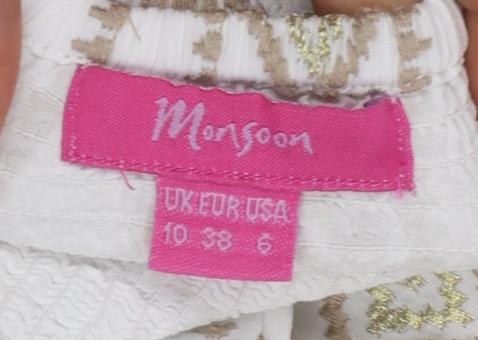 Monsoon Women White Cotton Bohemian Strapless Midi A-Line Dress Size 10