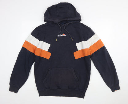 Ellesse Men's Blue Small Pullover Hoodie with Logo and Stripes