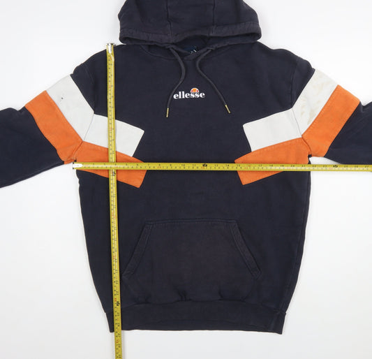 Ellesse Men's Blue Small Pullover Hoodie with Logo and Stripes